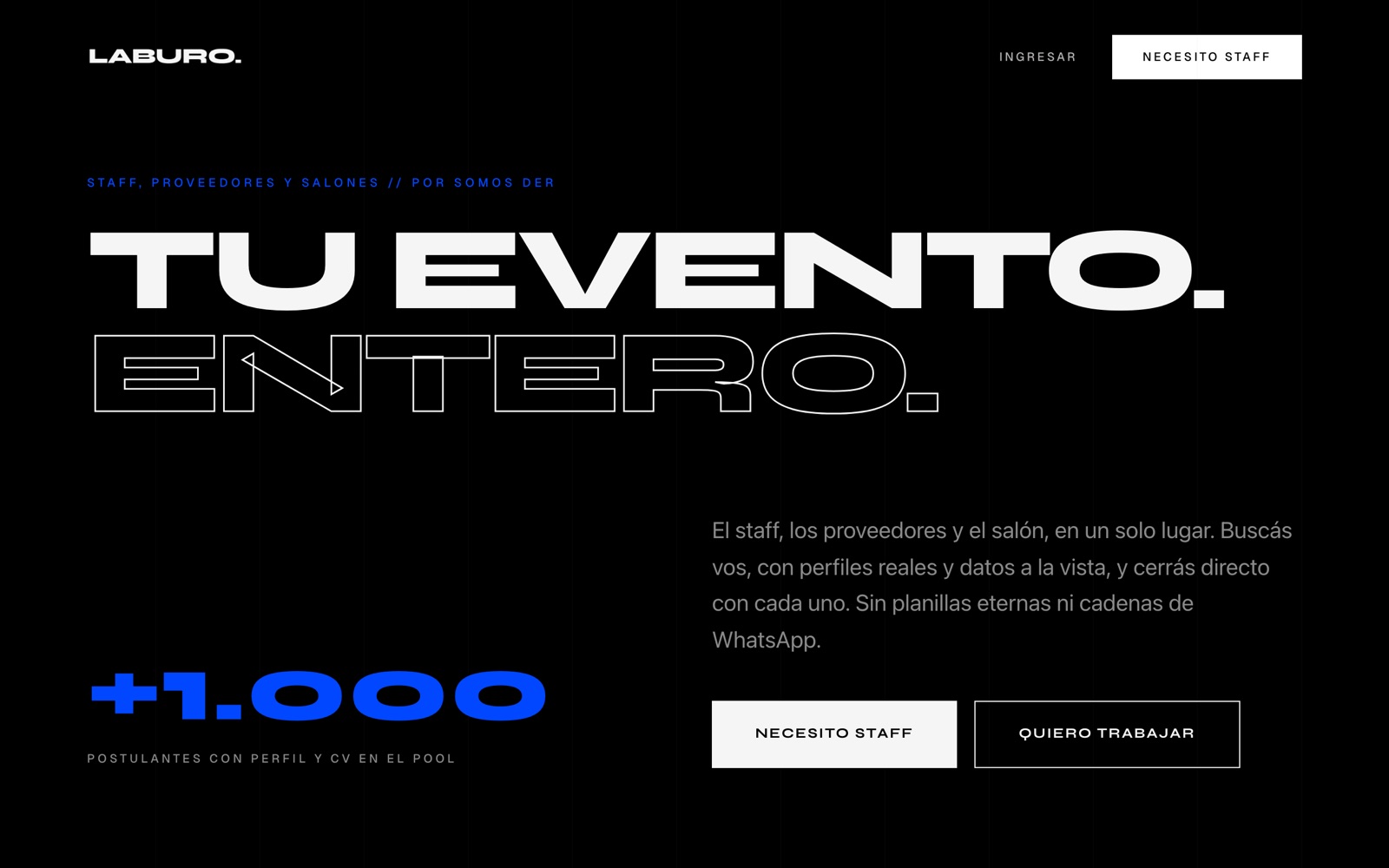LABURO, portail de fournisseurs et de staff pour événements